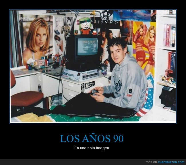Austin Powers,Buffy cazavampiros,Década de los 90,friends,Nintendo,Nintendo64,peinado,playstation,posters,rachel,south park,sudadera