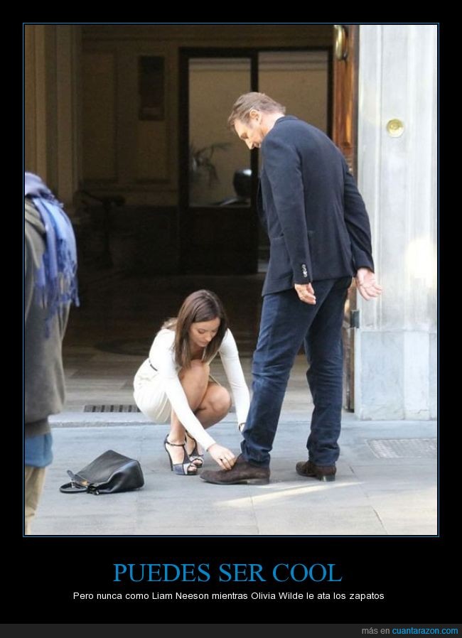 Liam Neeson,Olivia Wilde,atar,zapatos,cool,cordones
