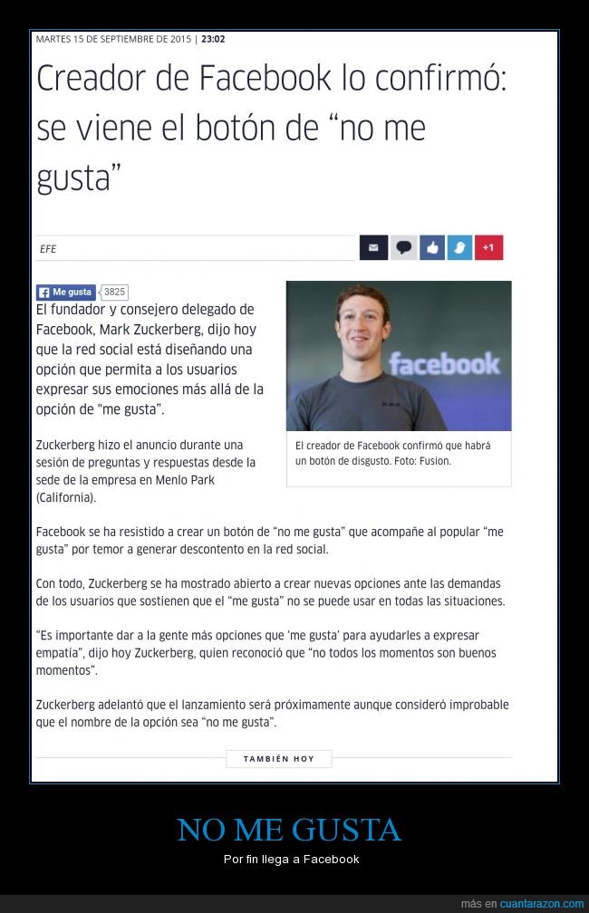Facebook,Marck Zuckerberg,no me gusta