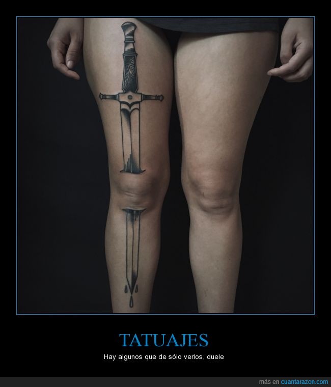 Espada,tatuaje,rodilla,herida,dolor,pierna,chica,tattoo