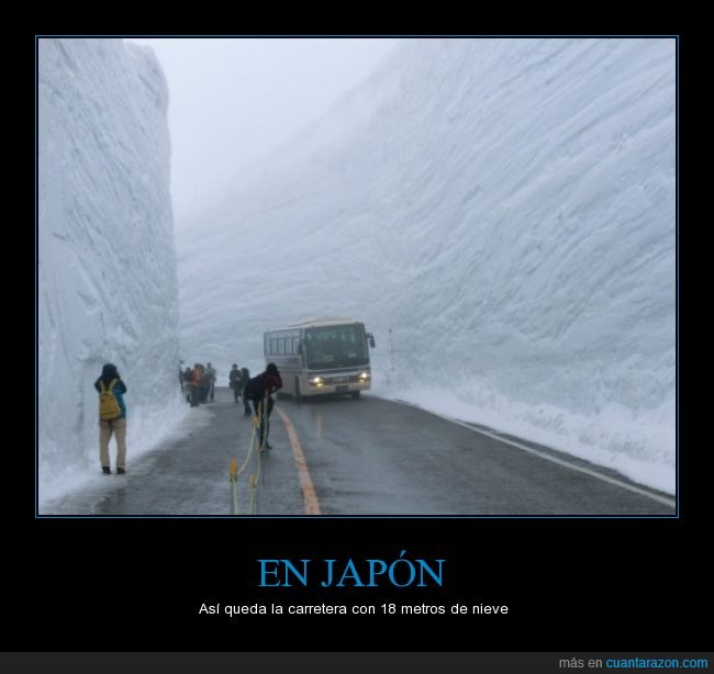 Japón,autobús,carretera,metro,nieve,nevada,altura