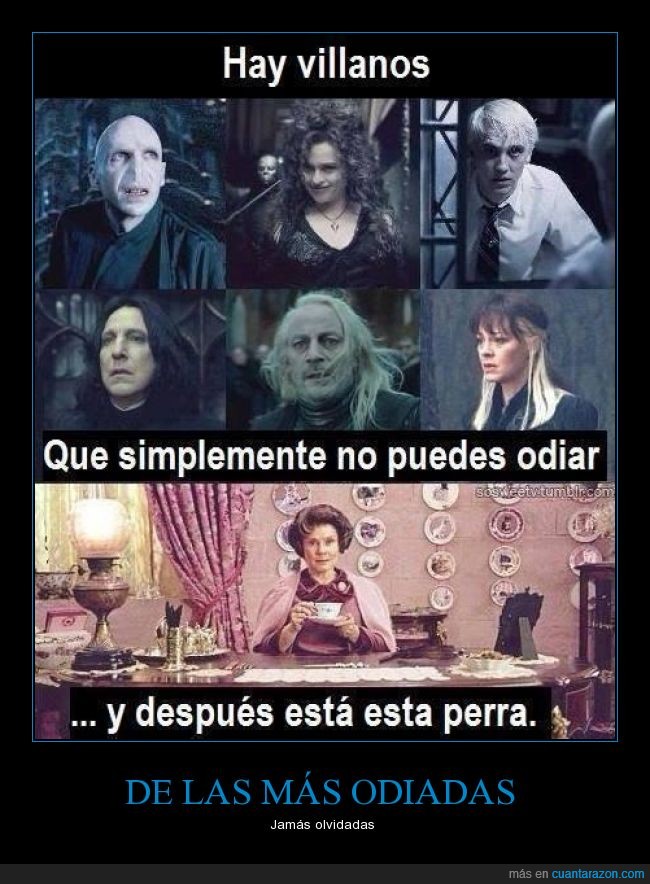 odio,odiar,villano,Harry Potter,Dolores Umbridge,Snape,Lucius Malfoy,Narcissa Malfoy,Cissy,Draco Malfoy,Bellatrix Lestrange,Voldemort