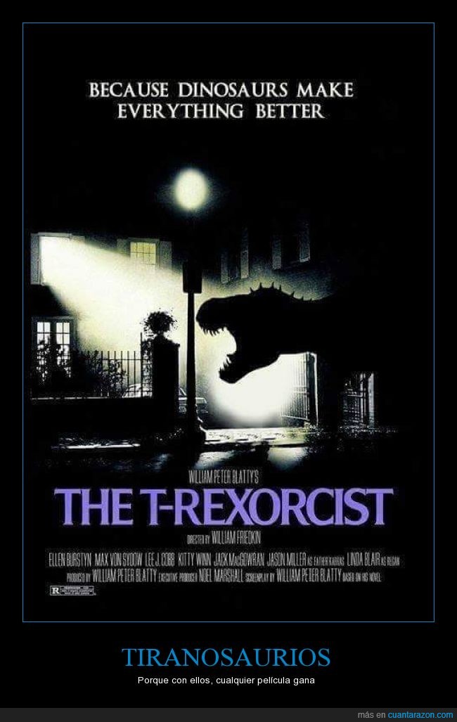 Rex,tiranosaurio,película,Exorcista,cine,cartel,humor