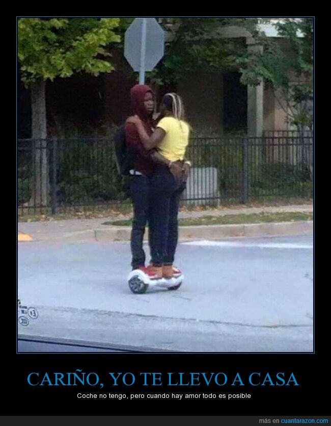 hoverboard,scooter,skate,tabla,llevar,novia,barrio,amor,encima,dos,cutre,pareja