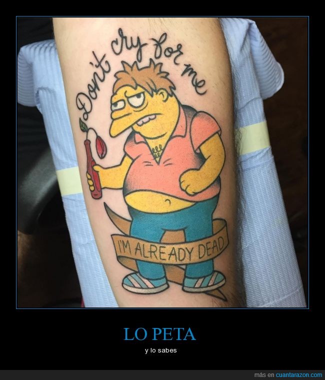 Barney,los simpson,llorar,muerto,tattoo,tatuaje