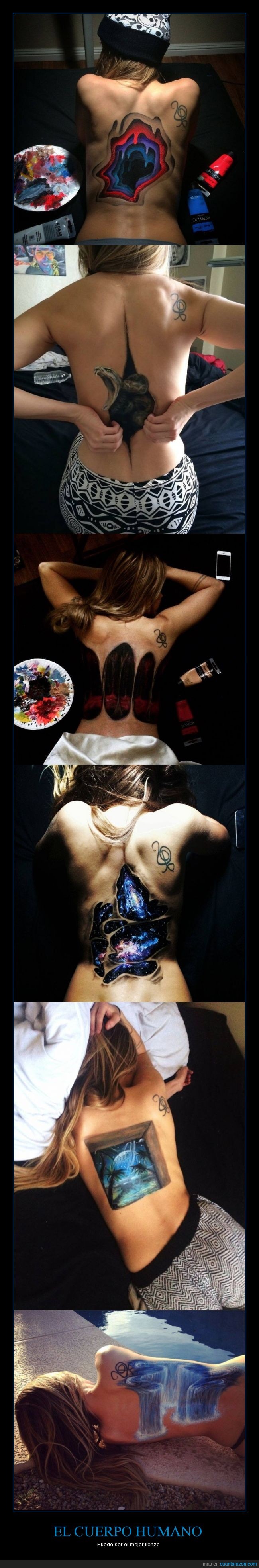 cuerpo,chica,espalda,tatuaje,3d,ilusion optica,pintura,arte,pieza,agua