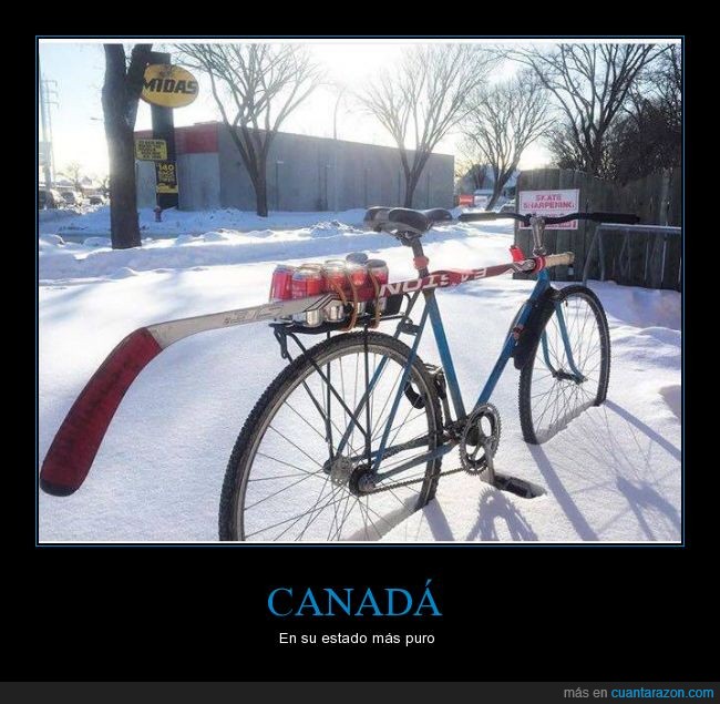 bici,Canada,cerveza,frio,hockey,nieve,palo,stick
