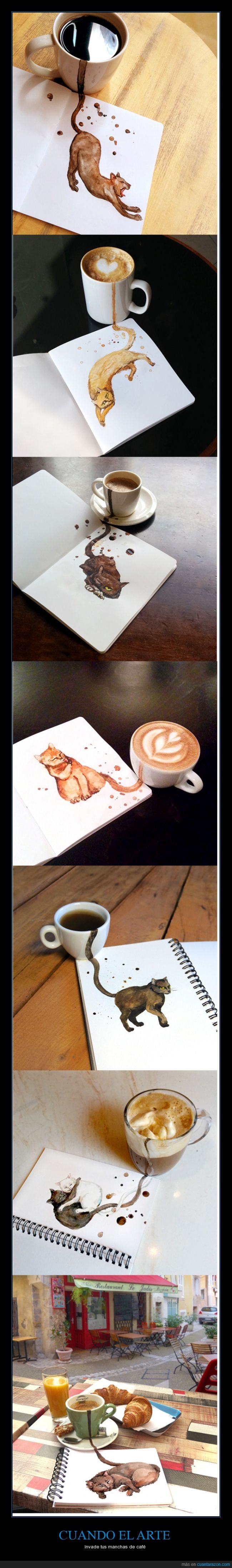gatos,felinos,café,manchas,arte