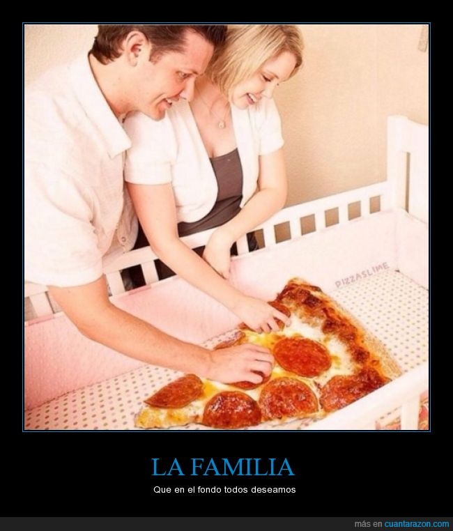 Pizza,familia,amor,padre,madre,hijo,bebé