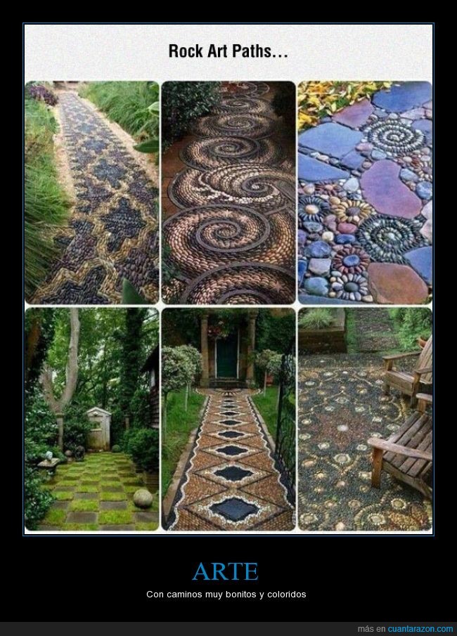 arte,caminos,plantas,colores,piedras,rocas,mosaico,espiral