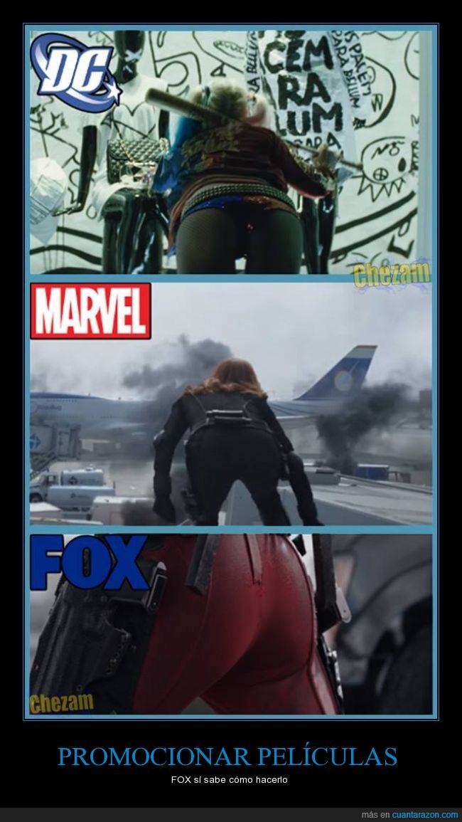 marvel,DC comics,FOX,Deadpool,Black Widow,Harley Queen,Escuadron Suicida,trasero,ajustado,Civil War