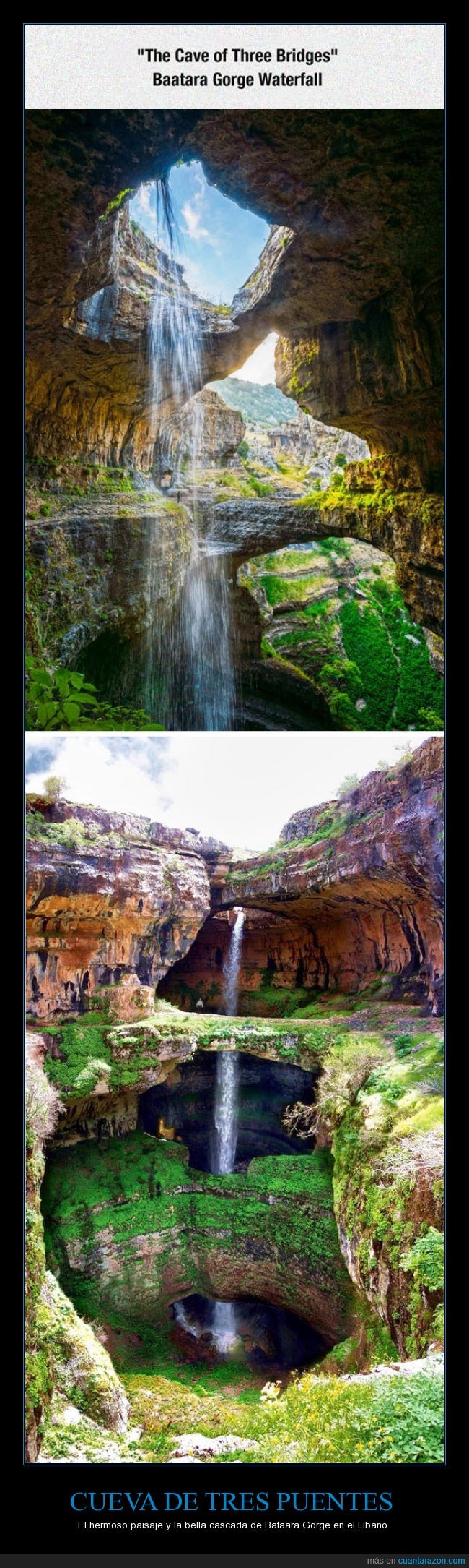 cascada,cueva,libano,puente,verde