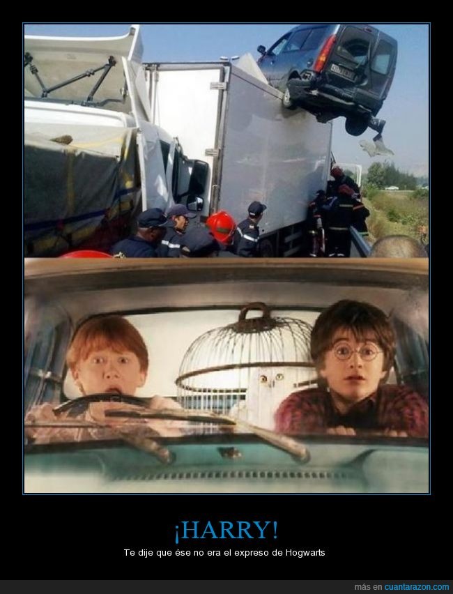 camion,coche volador,expreso de hogwarts,harry potter,no sabe aparcar