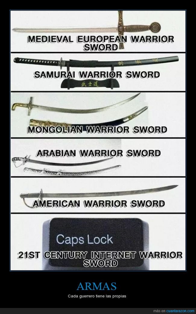 arma,espada,gritar,internet,caps lock,mayúscula,samurai