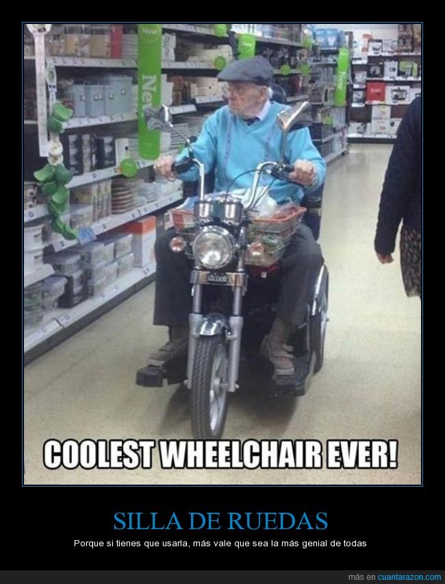 anciano,creatividad,genial,moto,motocicleta,silla de ruedas