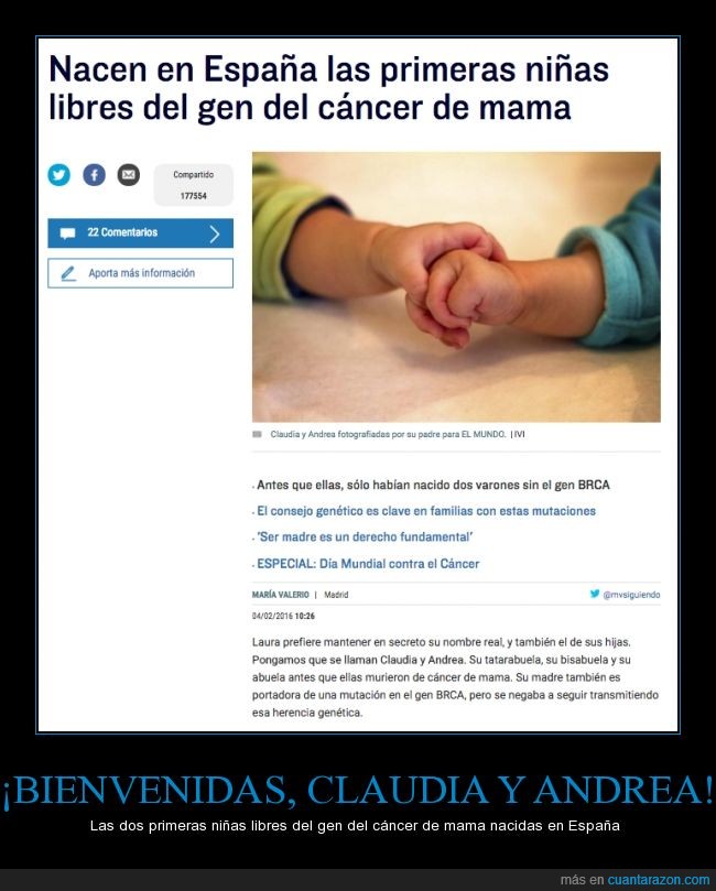Claudia,Andrea,niña,bebe,libre,cancer,mama,salud,ciencia