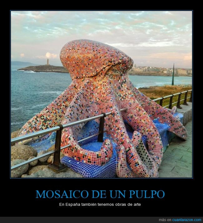 pulpo,escultura,mosaico,Galicia