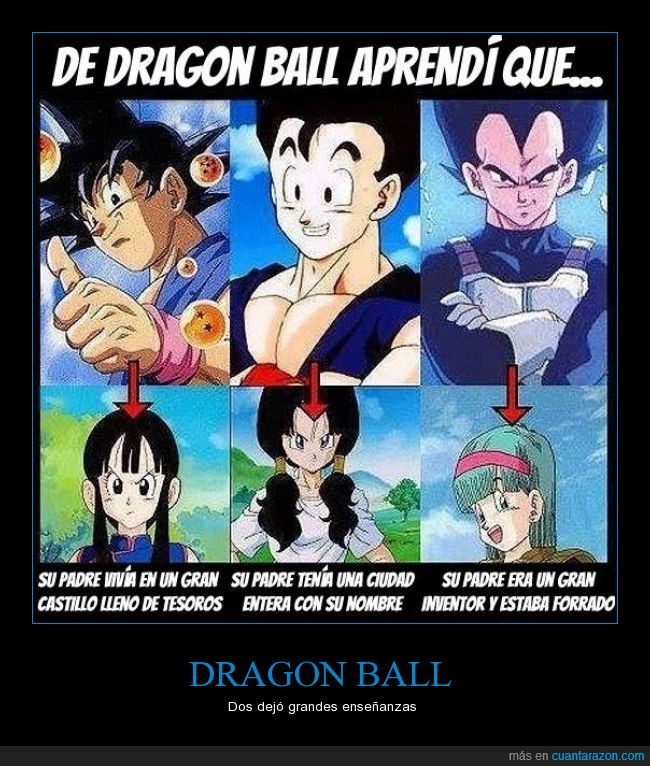 Dragon Ball,Goku,Vegeta,Gohan,Milk,Vidal,Bulma,dinero,poderoso,padre