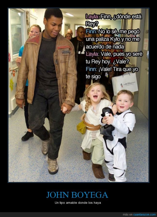 Rey,Finn,Layla,niña,hospital,Star Wars,visita,fan,niño