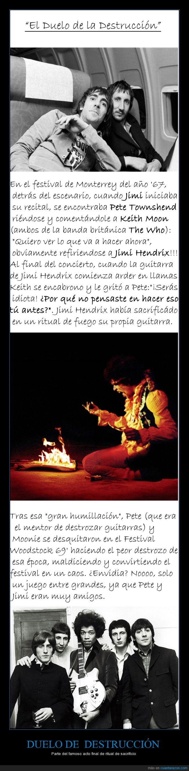 Jimi Hendrix,The Who,Keith Moon,Pete Townshend,fuego,sacrificio,guitarra