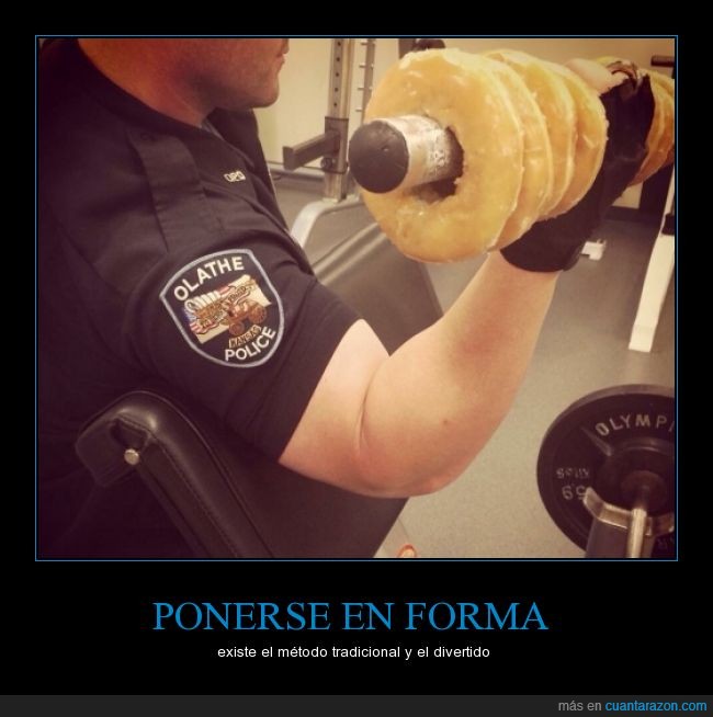 donut,policía,pesas,gimnasio,múscul
