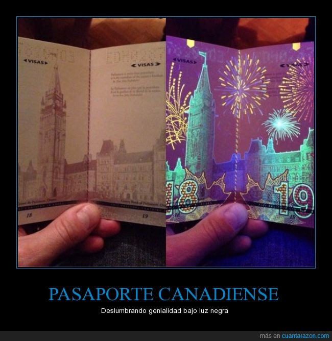 1819,canadiense,epico,fuegos artificiales,genial,luz negra,pasaporte