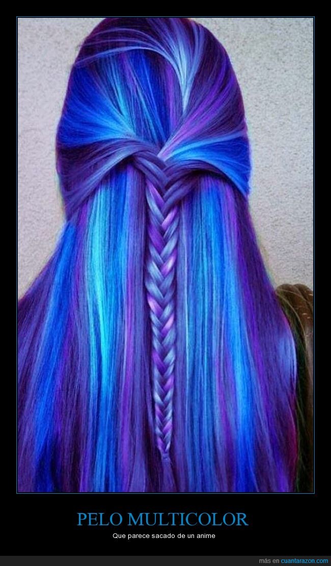 anime,cabello,azul,tinte,color,lila,multicolor,fantasía,pelo,trenza