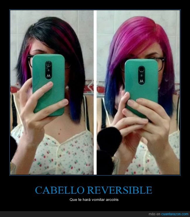 cabello,reversible,arcoiris,pelo,chica,lila,rosa,azul,negro