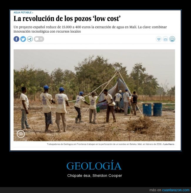 Agua potable,low cost,Africa,Mali,Pozos,GSF,Geologos sin Fronteras,Sheldon Cooper