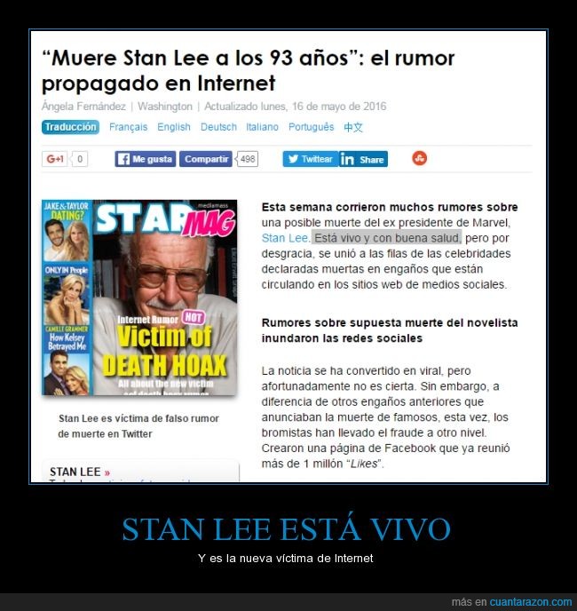 Stan Lee,Vivo,No Muerto,Trolleado