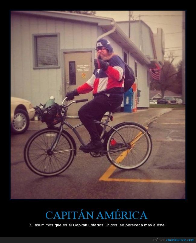 Capitán America,Estados unidos,bici,hombre,señor,gordo,real