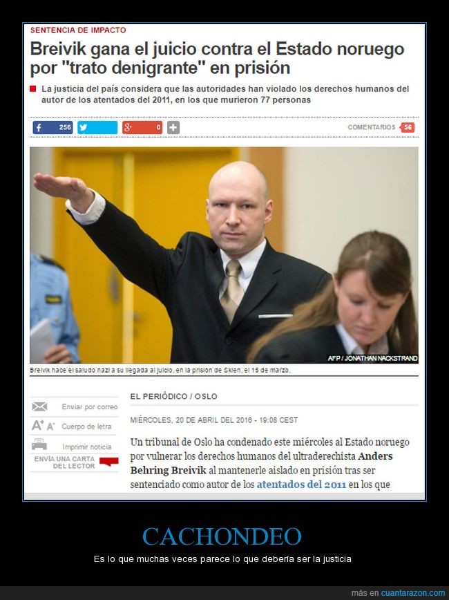 asesino,Anders Breivik,psicópata,su celda parece un hotel,injusticia