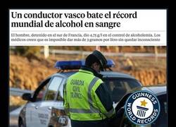 Enlace a Un conductor vasco consigue el 'récord' mundial de alcoholemia