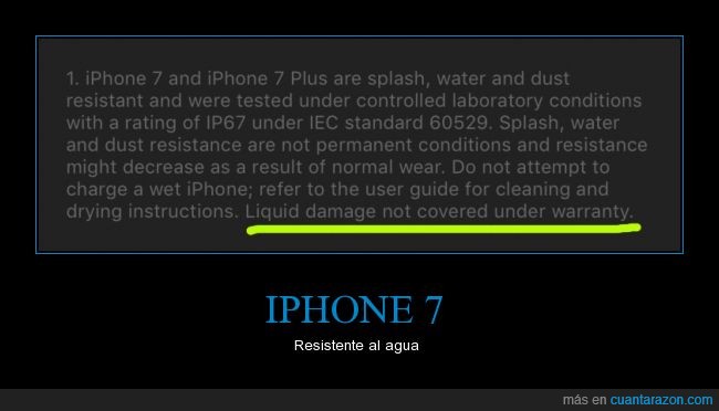 iPhone 7,garantía,resistencia,apple,agua