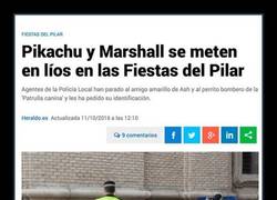 Enlace a Pikachu y Marshall de la patrulla canina se meten en líos