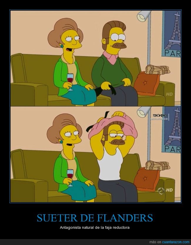 antes y después,barriga,Edna Krabappel,estúpido y sensual,Flanders vale para anuncios de teletienda,Ned Flanders,Sueter