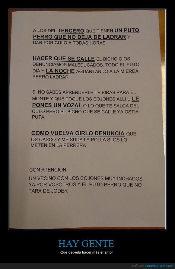 perro,queja,cartel,vecinos