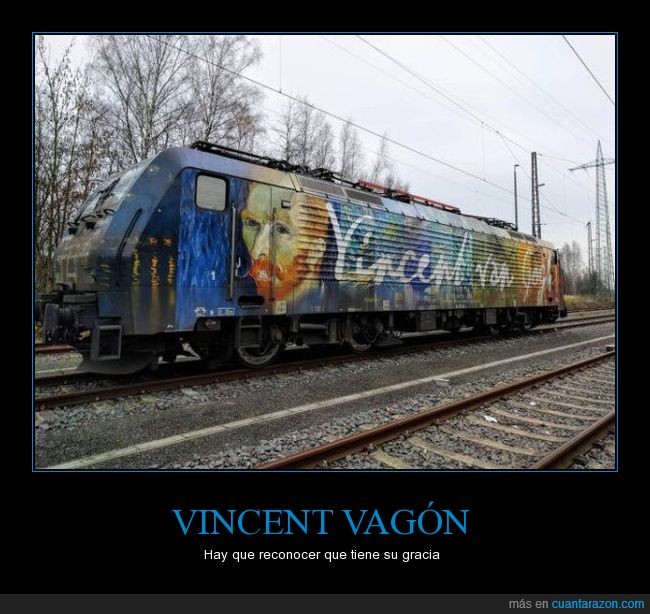 Van Gogh,vagón,tren,vía,humor