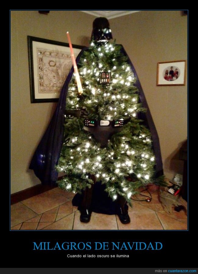 Drath Vader,pino,árbol,luces,navidad