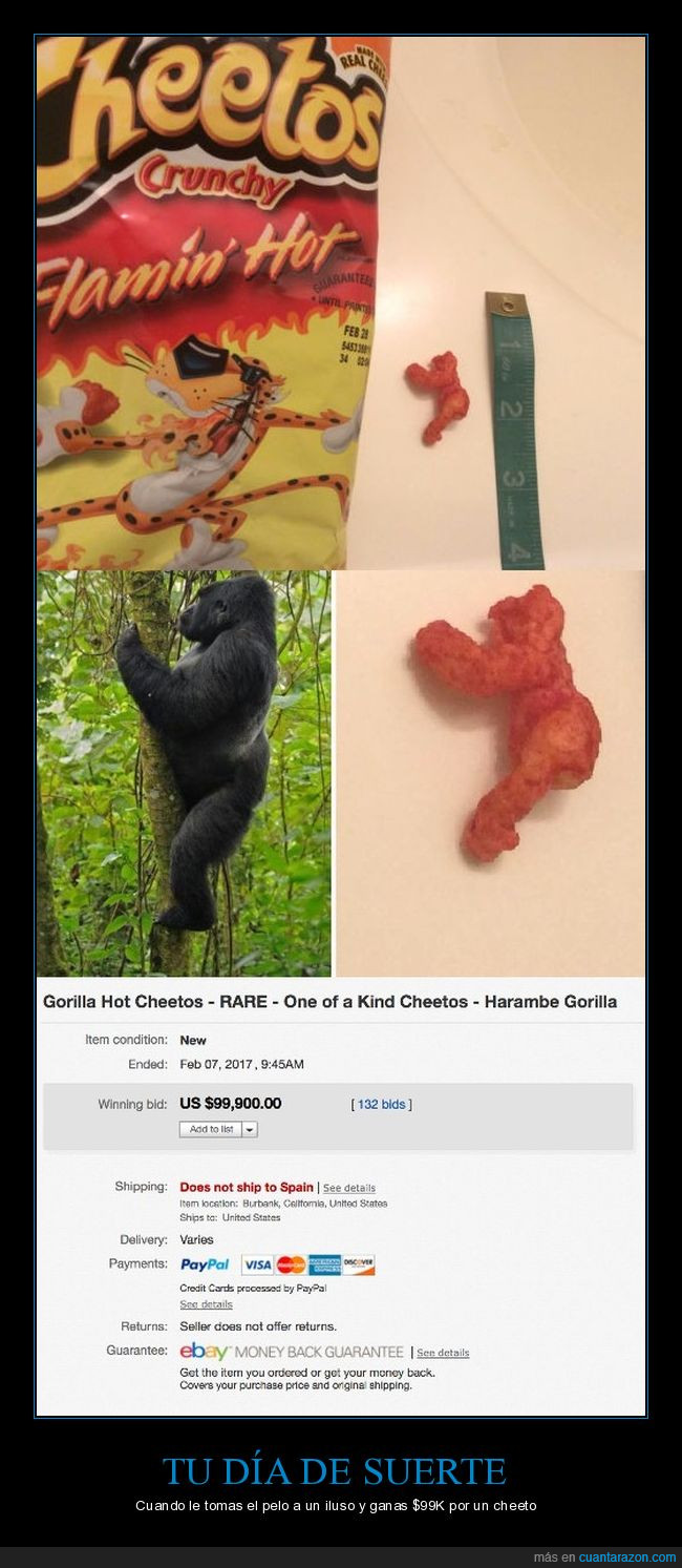 cheetos,harambe,gorila,venta,ebay