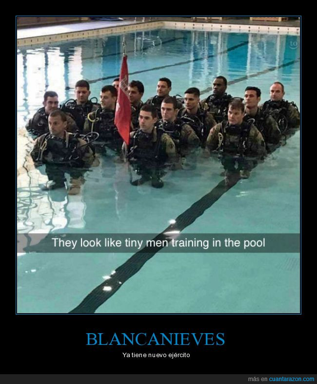 enanos,militares,piscina