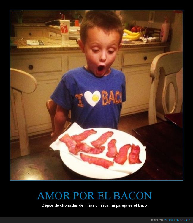 bacon,niño,pareja,amor,camiseta,cara épica