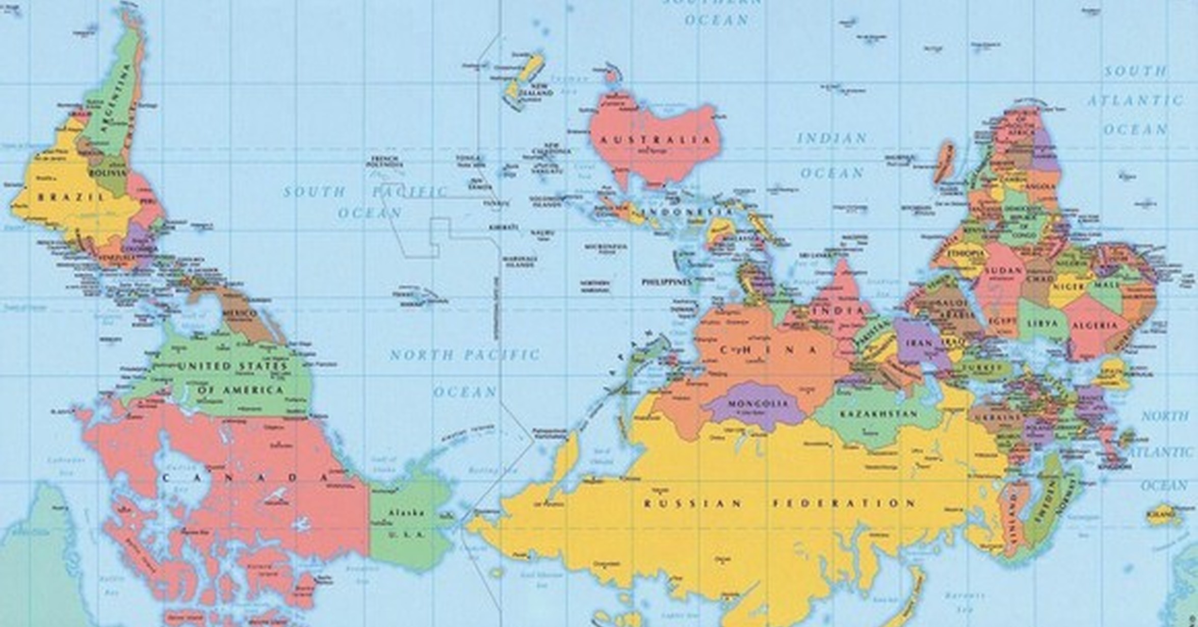 карта мира для австралии