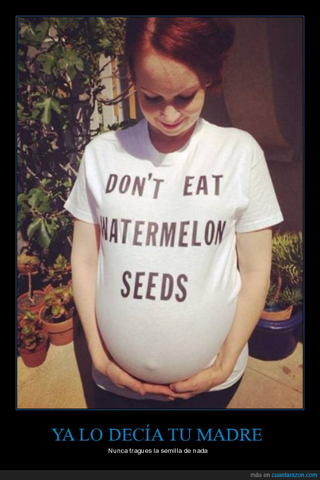 semilla,padre,madre,bebé,barriga,embarazo,camiseta,comer,tragar,sandía,plantas