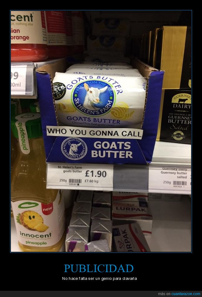 goats butter,publicidad,genio,supermercado,¿a quién vas a llamar?,cabra