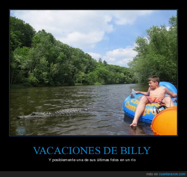 río,cocodrilo,miedo,flotador,niño,Billy,vacaciones
