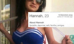Enlace a El perfil de Tinder de Hannah una chica muy sociable con unos gustos un tanto 