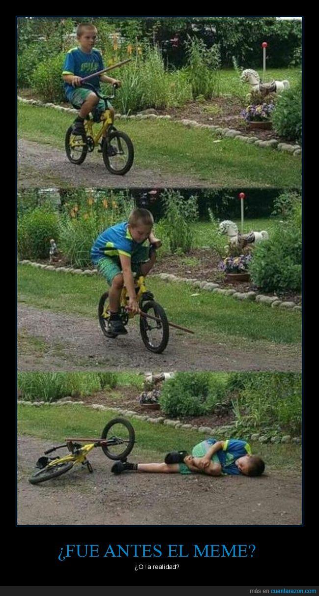meme,bicicleta,caída,niño