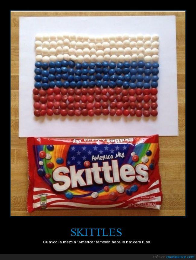 Skittles,mezcla América,bandera rusa,marketing fail