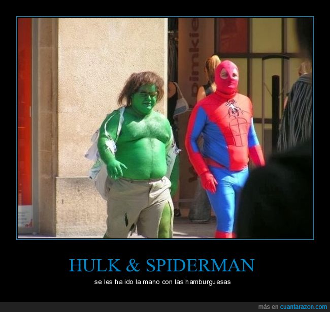 hamburguesas,hulk,mano,spiderman